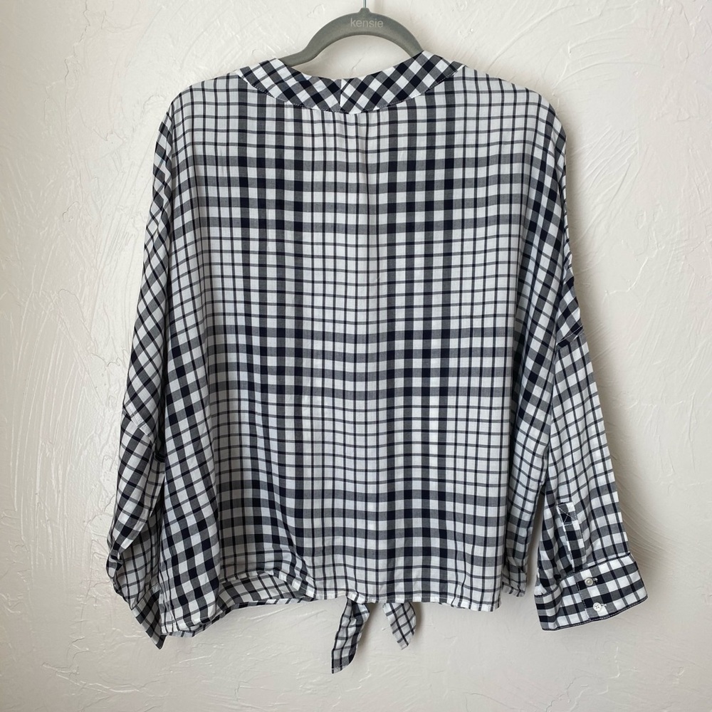 Nwt Express Button Down Plaid Tie Front Topl - image 7